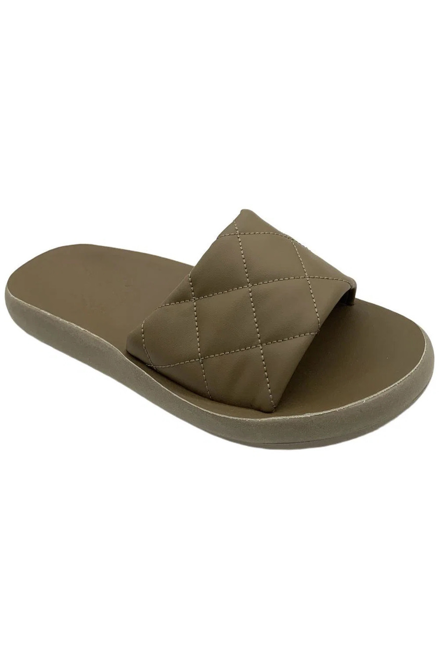 Ancient Greek Women's Synefoula Slip-On Slide Sandals Taupe - Medium